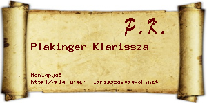 Plakinger Klarissza névjegykártya
